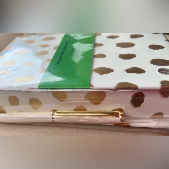 NWT! Set of kate spade note pad holder + pen 250 notes w/ gold gilded edge WHITE - Picture 6 of 16